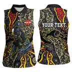 Personalized Penrith Panthers ANZAC Women Sleeveless Polo Shirt Aboriginal Indigenous Poppy Panther Warrior