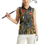 Personalized Penrith Panthers ANZAC Women Sleeveless Polo Shirt Aboriginal Indigenous Poppy Panther Warrior