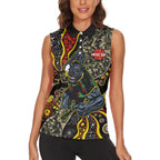Personalized Penrith Panthers ANZAC Women Sleeveless Polo Shirt Aboriginal Indigenous Poppy Panther Warrior