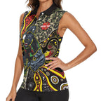 Personalized Penrith Panthers ANZAC Women Sleeveless Polo Shirt Aboriginal Indigenous Poppy Panther Warrior