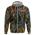 Personalized Penrith Panthers ANZAC Zip Hoodie Aboriginal Indigenous Poppy Panther Warrior