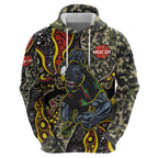 Personalized Penrith Panthers ANZAC Zip Hoodie Aboriginal Indigenous Poppy Panther Warrior