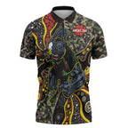 Personalized Penrith Panthers ANZAC Zipper Polo Shirt Aboriginal Indigenous Poppy Panther Warrior