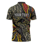 Personalized Penrith Panthers ANZAC Zipper Polo Shirt Aboriginal Indigenous Poppy Panther Warrior