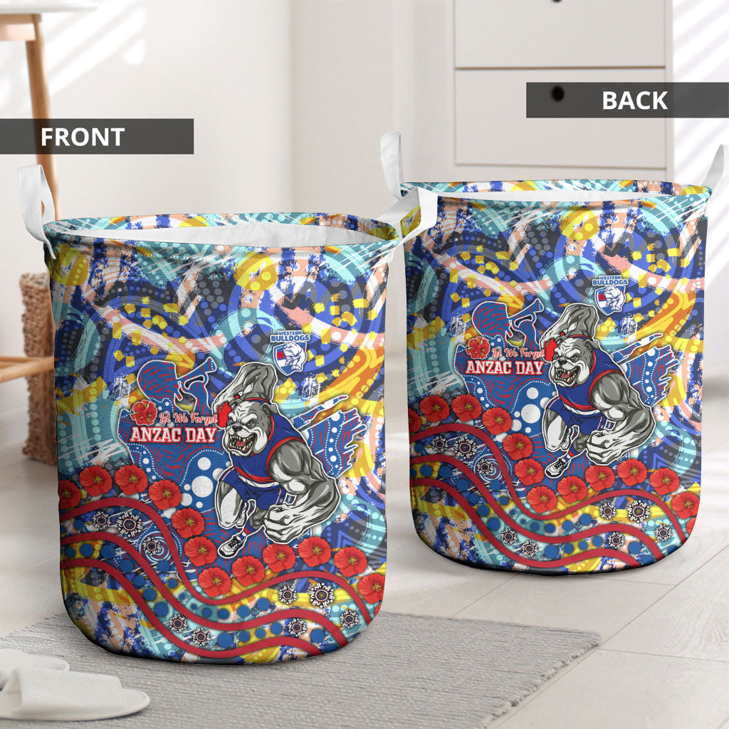 Western Bulldogs ANZAC Day Laundry Basket Aboriginal Dot Art Indigenous Australian Cultural