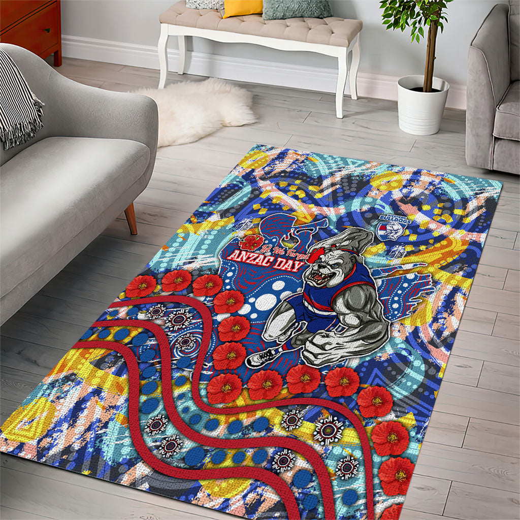 Western Bulldogs ANZAC Day Area Rug Aboriginal Dot Art Indigenous Australian Cultural