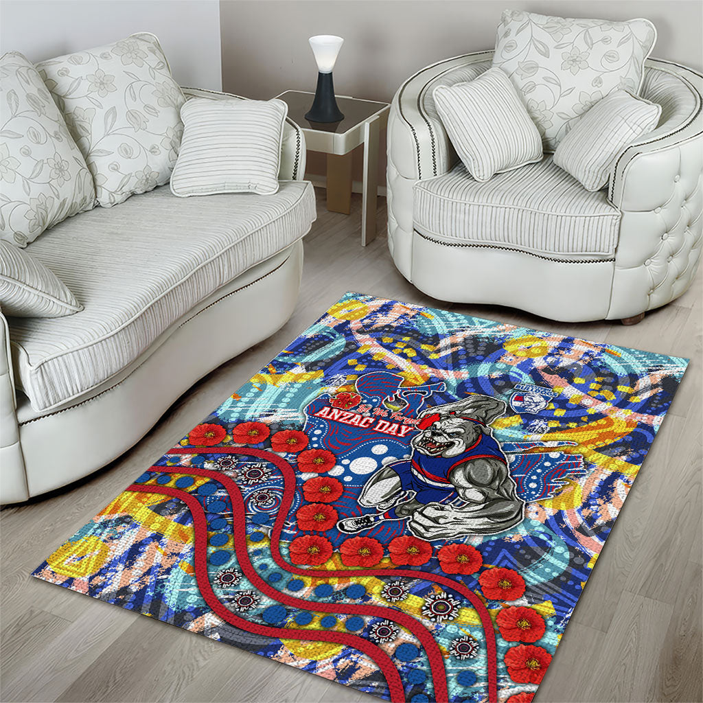 Western Bulldogs ANZAC Day Area Rug Aboriginal Dot Art Indigenous Australian Cultural