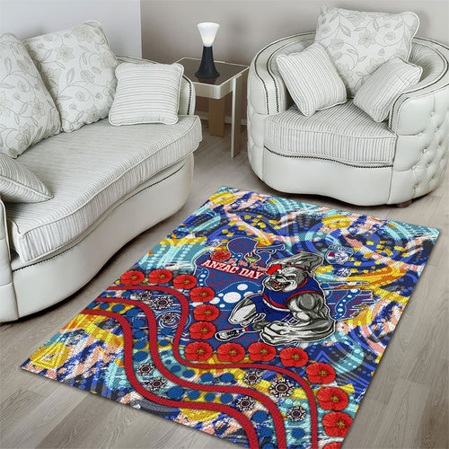 Western Bulldogs ANZAC Day Area Rug Aboriginal Dot Art Indigenous Australian Cultural
