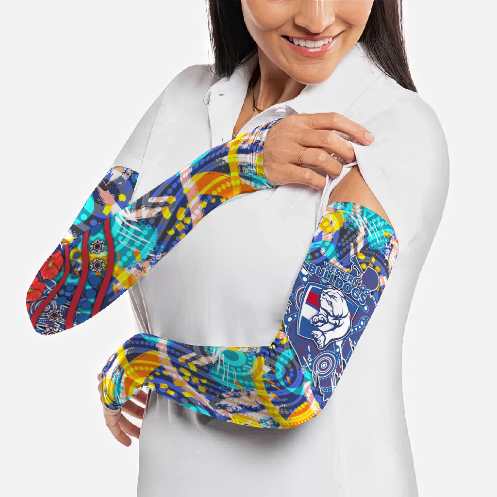 Western Bulldogs ANZAC Day Arm Sleeves Aboriginal Dot Art Indigenous Australian Cultural