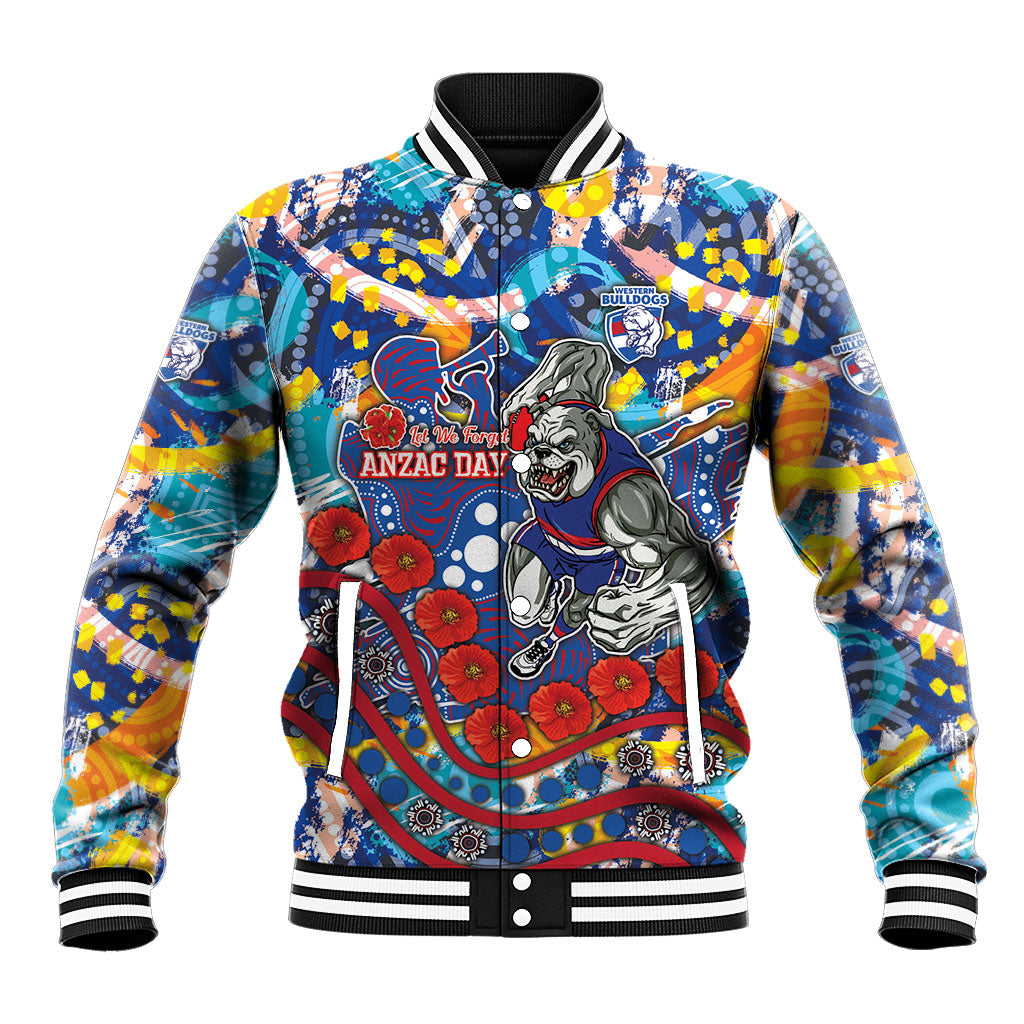 Western Bulldogs ANZAC Day Baseball Jacket Aboriginal Dot Art Indigenous Australian Cultural