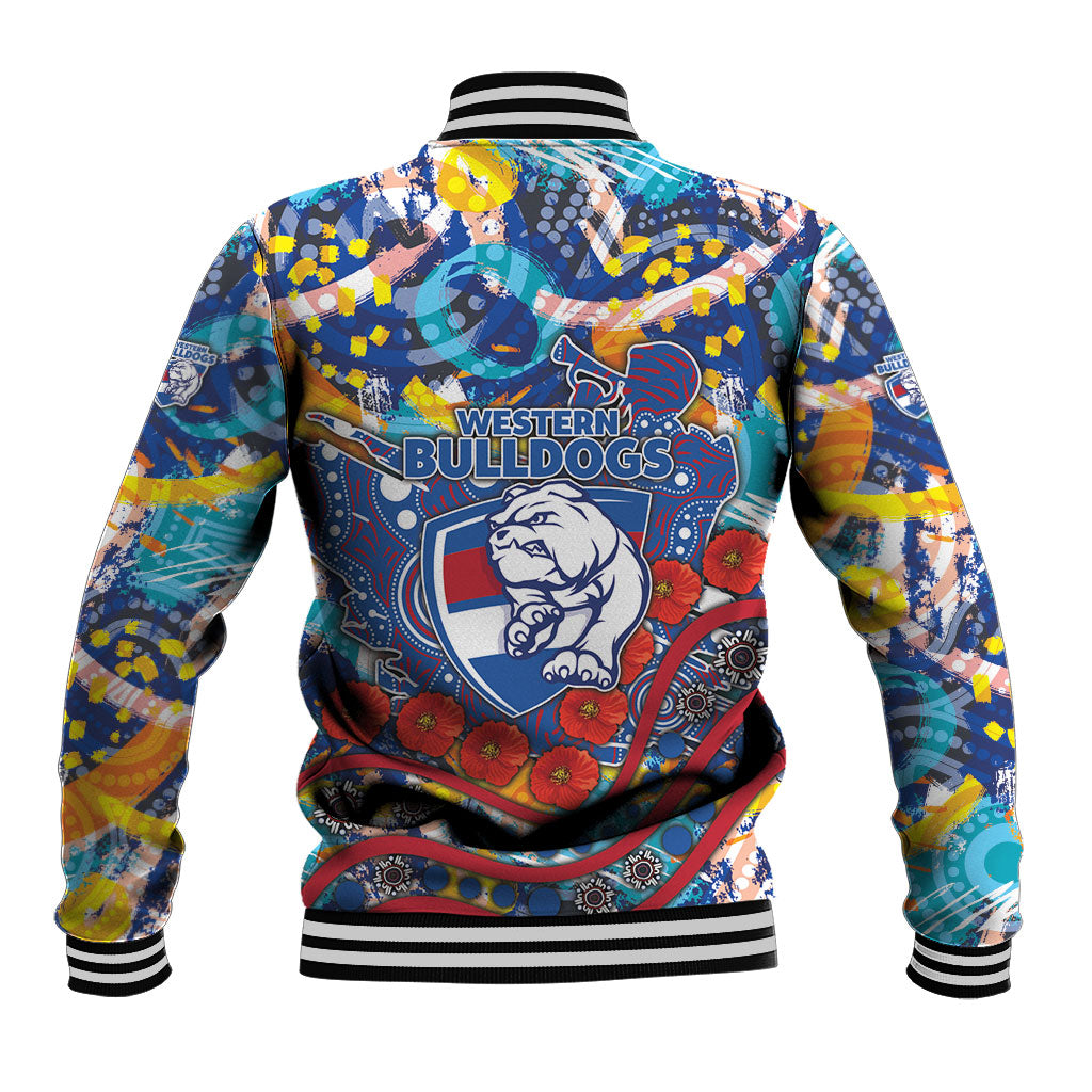 Western Bulldogs ANZAC Day Baseball Jacket Aboriginal Dot Art Indigenous Australian Cultural