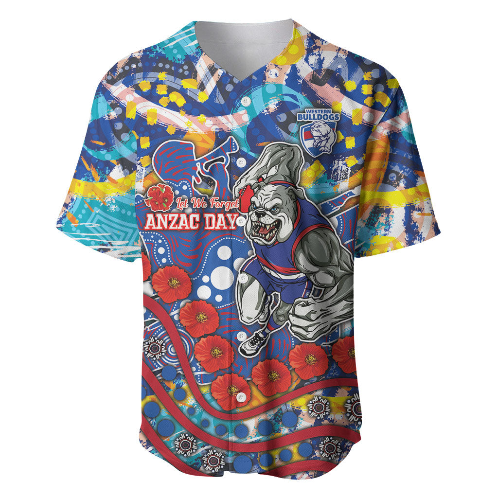 Western Bulldogs ANZAC Day Baseball Jersey Aboriginal Dot Art Indigenous Australian Cultural