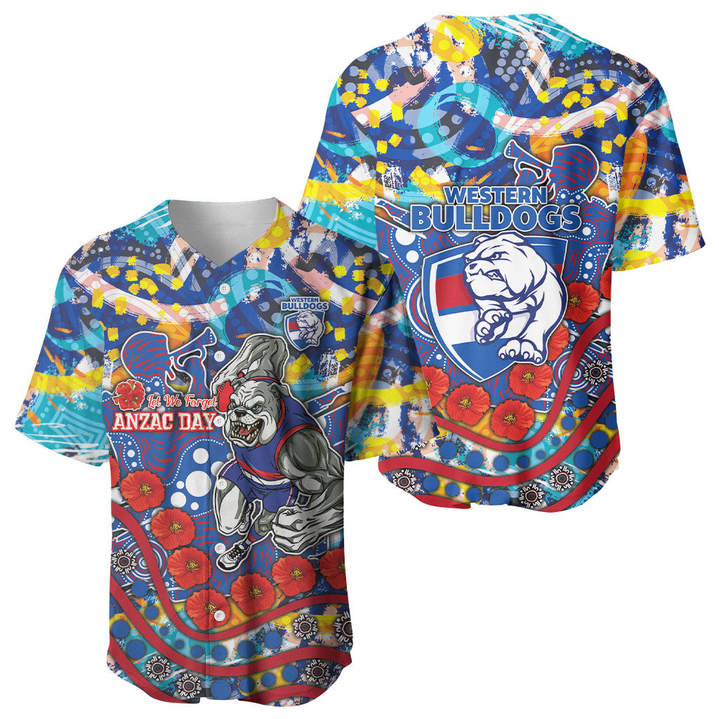 Western Bulldogs ANZAC Day Baseball Jersey Aboriginal Dot Art Indigenous Australian Cultural