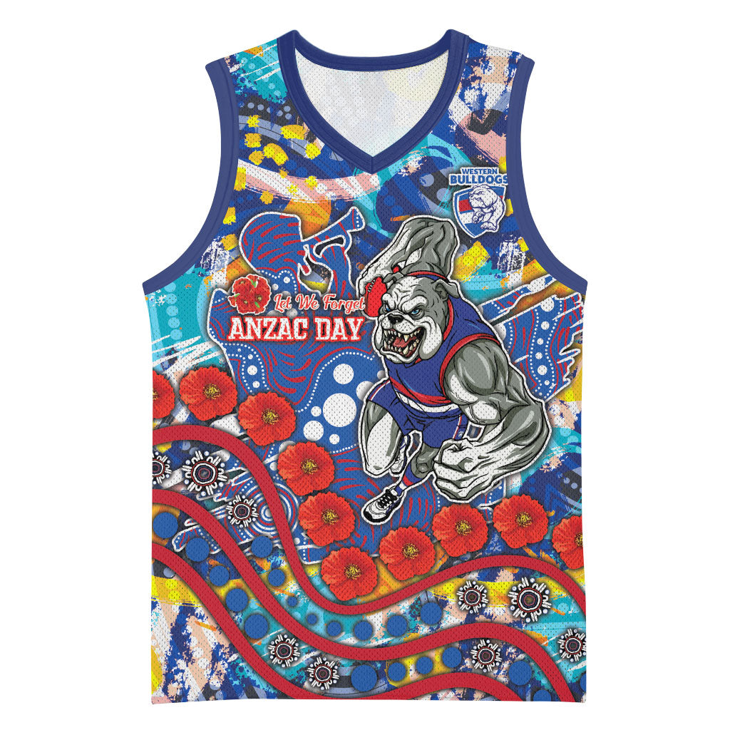 Western Bulldogs ANZAC Day Basketball Jersey Aboriginal Dot Art Indigenous Australian Cultural