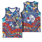 Western Bulldogs ANZAC Day Basketball Jersey Aboriginal Dot Art Indigenous Australian Cultural