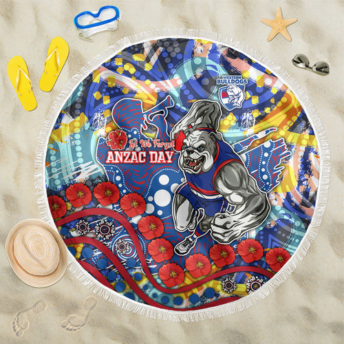 Western Bulldogs ANZAC Day Beach Blanket Aboriginal Dot Art Indigenous Australian Cultural