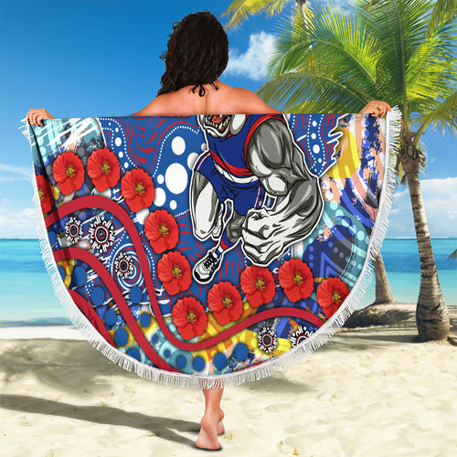 Western Bulldogs ANZAC Day Beach Blanket Aboriginal Dot Art Indigenous Australian Cultural