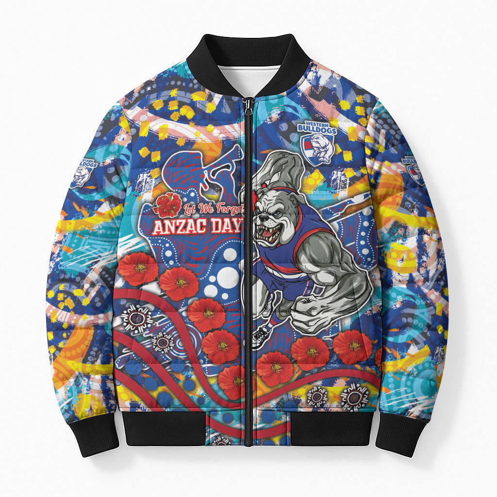 Western Bulldogs ANZAC Day Bomber Puffer Jacket Aboriginal Dot Art Indigenous Australian Cultural