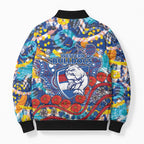 Western Bulldogs ANZAC Day Bomber Puffer Jacket Aboriginal Dot Art Indigenous Australian Cultural