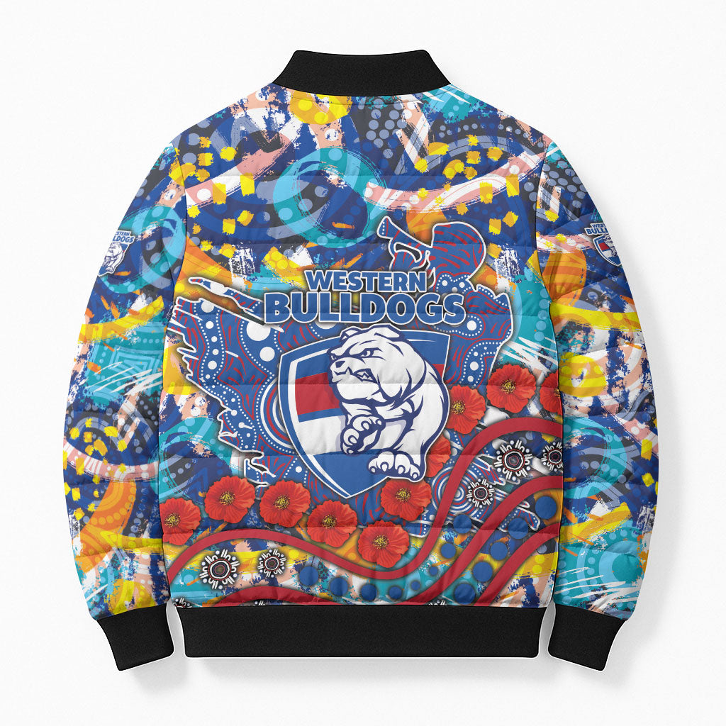 Western Bulldogs ANZAC Day Bomber Puffer Jacket Aboriginal Dot Art Indigenous Australian Cultural