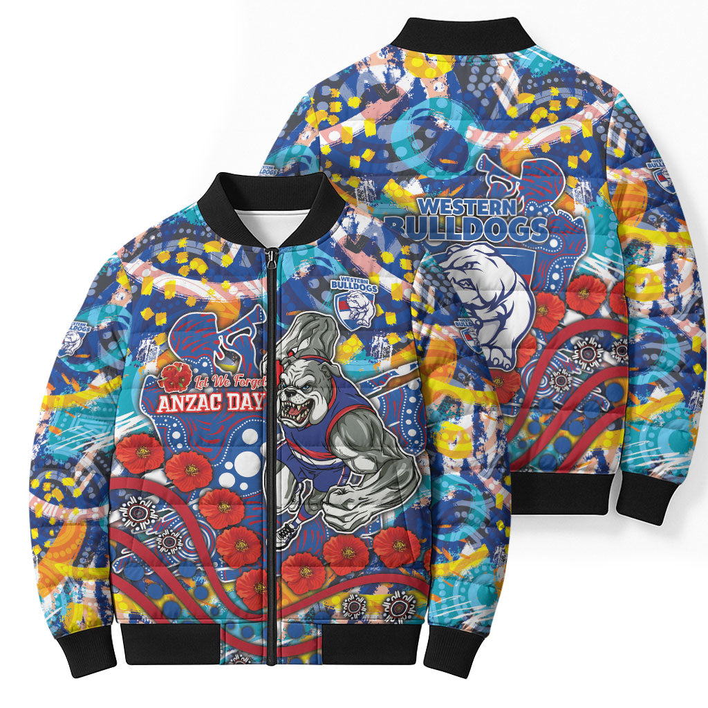 Western Bulldogs ANZAC Day Bomber Puffer Jacket Aboriginal Dot Art Indigenous Australian Cultural