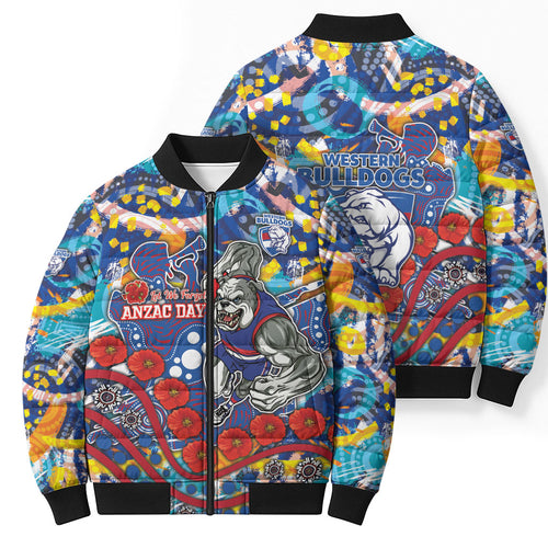 Western Bulldogs ANZAC Day Bomber Puffer Jacket Aboriginal Dot Art Indigenous Australian Cultural
