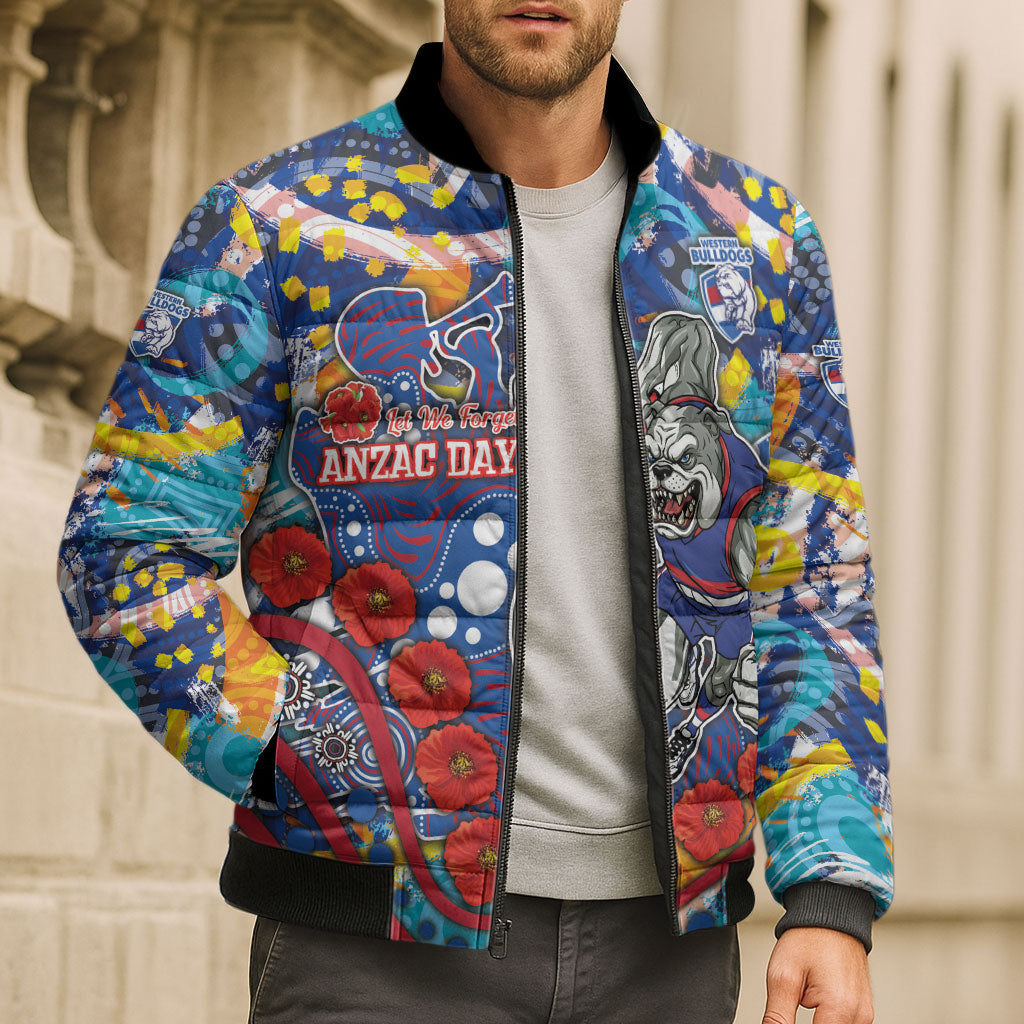 Western Bulldogs ANZAC Day Bomber Puffer Jacket Aboriginal Dot Art Indigenous Australian Cultural