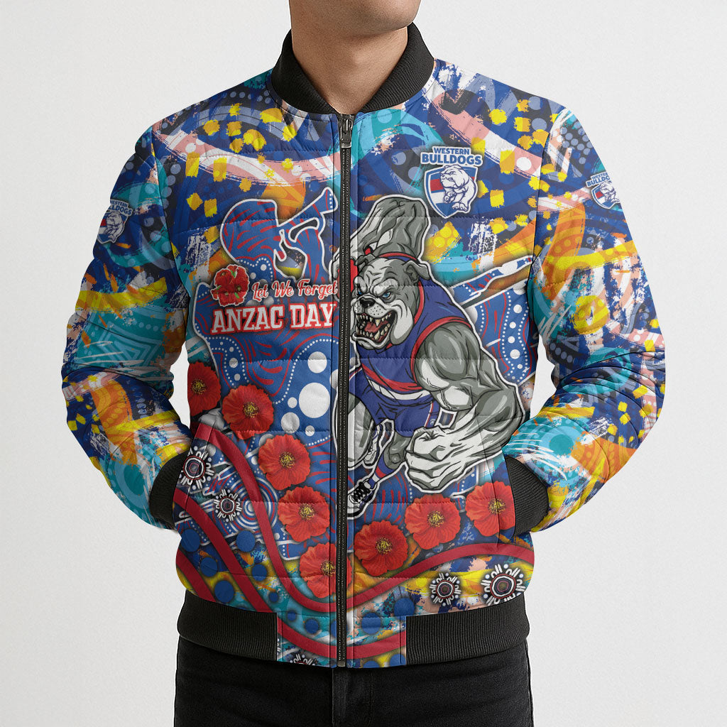 Western Bulldogs ANZAC Day Bomber Puffer Jacket Aboriginal Dot Art Indigenous Australian Cultural