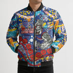 Western Bulldogs ANZAC Day Bomber Puffer Jacket Aboriginal Dot Art Indigenous Australian Cultural