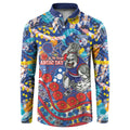 Western Bulldogs ANZAC Day Button Sweatshirt Aboriginal Dot Art Indigenous Australian Cultural