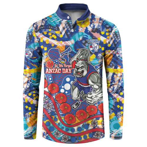 Western Bulldogs ANZAC Day Button Sweatshirt Aboriginal Dot Art Indigenous Australian Cultural