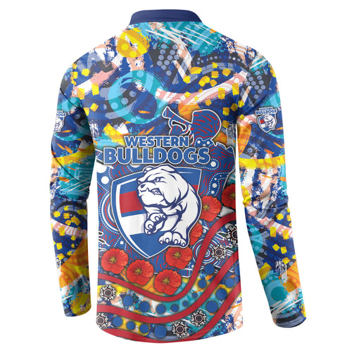 Western Bulldogs ANZAC Day Button Sweatshirt Aboriginal Dot Art Indigenous Australian Cultural