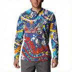 Western Bulldogs ANZAC Day Button Sweatshirt Aboriginal Dot Art Indigenous Australian Cultural
