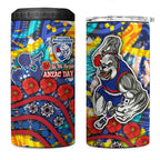 Western Bulldogs ANZAC Day 4 in 1 Can Cooler Tumbler Aboriginal Dot Art Indigenous Australian Cultural