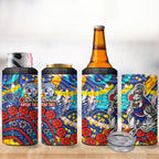 Western Bulldogs ANZAC Day 4 in 1 Can Cooler Tumbler Aboriginal Dot Art Indigenous Australian Cultural