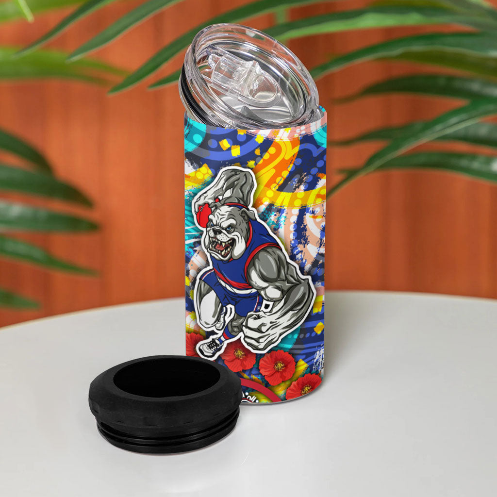 Western Bulldogs ANZAC Day 4 in 1 Can Cooler Tumbler Aboriginal Dot Art Indigenous Australian Cultural