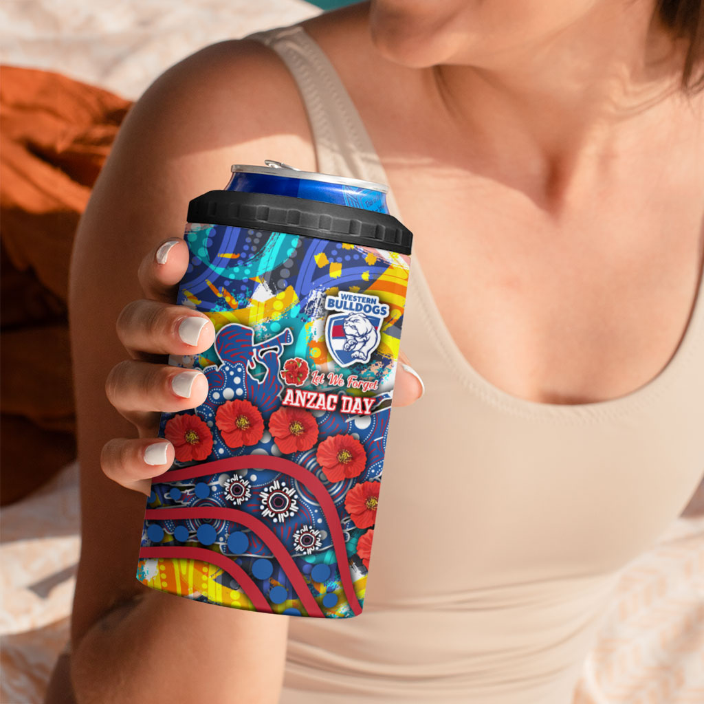 Western Bulldogs ANZAC Day 4 in 1 Can Cooler Tumbler Aboriginal Dot Art Indigenous Australian Cultural