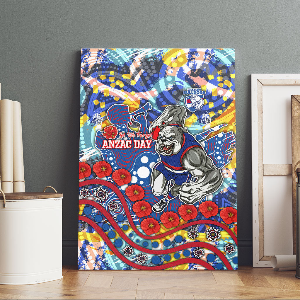 Western Bulldogs ANZAC Day Canvas Wall Art Aboriginal Dot Art Indigenous Australian Cultural