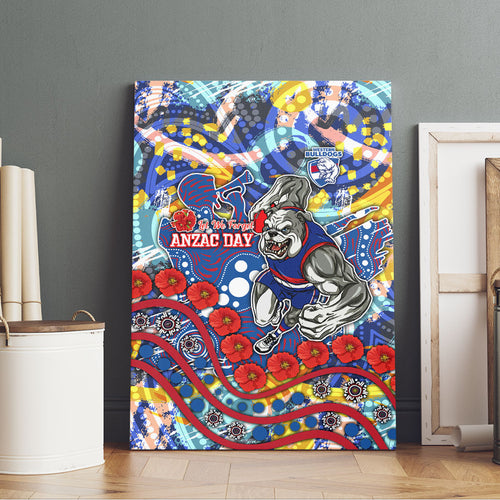 Western Bulldogs ANZAC Day Canvas Wall Art Aboriginal Dot Art Indigenous Australian Cultural