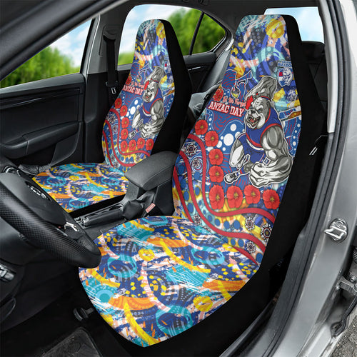 Western Bulldogs ANZAC Day Car Seat Cover Aboriginal Dot Art Indigenous Australian Cultural