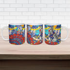 Western Bulldogs ANZAC Day Ceramic Mug Aboriginal Dot Art Indigenous Australian Cultural