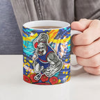 Western Bulldogs ANZAC Day Ceramic Mug Aboriginal Dot Art Indigenous Australian Cultural