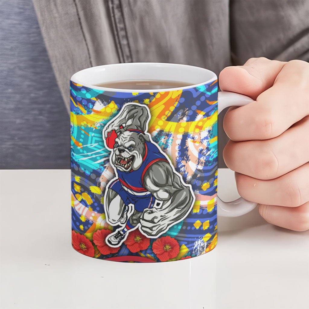 Western Bulldogs ANZAC Day Ceramic Mug Aboriginal Dot Art Indigenous Australian Cultural