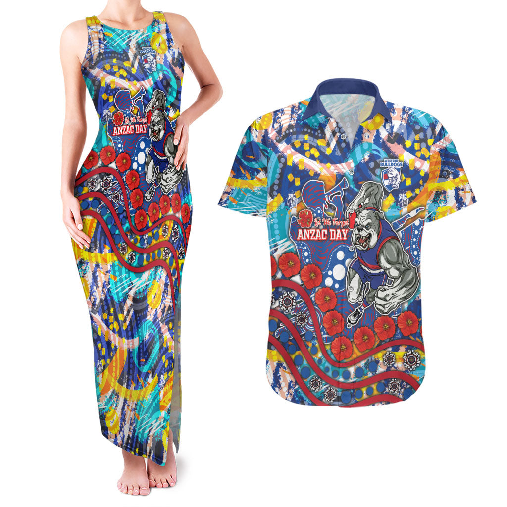 Western Bulldogs ANZAC Day Couples Matching Tank Maxi Dress and Hawaiian Shirt Aboriginal Dot Art Indigenous Australian Cultural