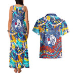 Western Bulldogs ANZAC Day Couples Matching Tank Maxi Dress and Hawaiian Shirt Aboriginal Dot Art Indigenous Australian Cultural