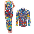 Western Bulldogs ANZAC Day Couples Matching Tank Maxi Dress and Long Sleeve Button Shirt Aboriginal Dot Art Indigenous Australian Cultural