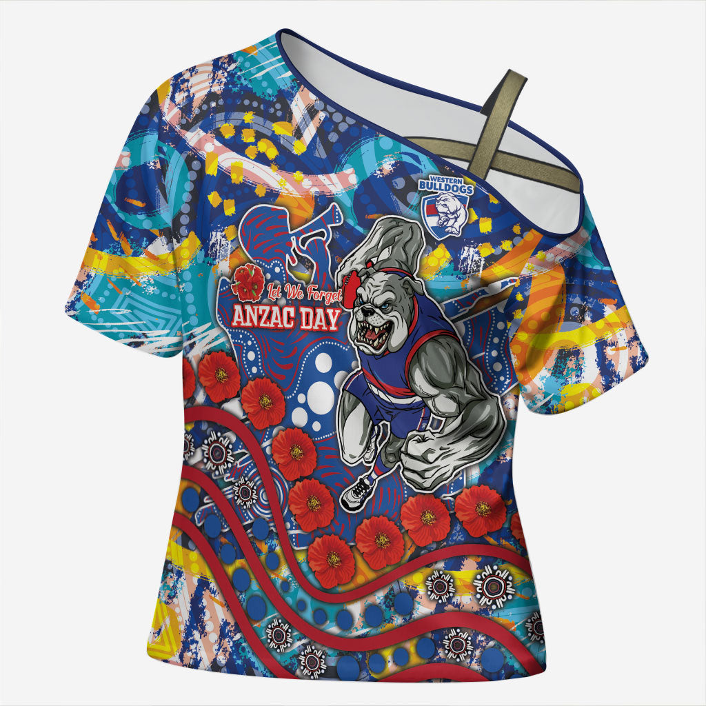 Western Bulldogs ANZAC Day Cross Shoulder Shirt Aboriginal Dot Art Indigenous Australian Cultural