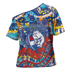 Western Bulldogs ANZAC Day Cross Shoulder Shirt Aboriginal Dot Art Indigenous Australian Cultural