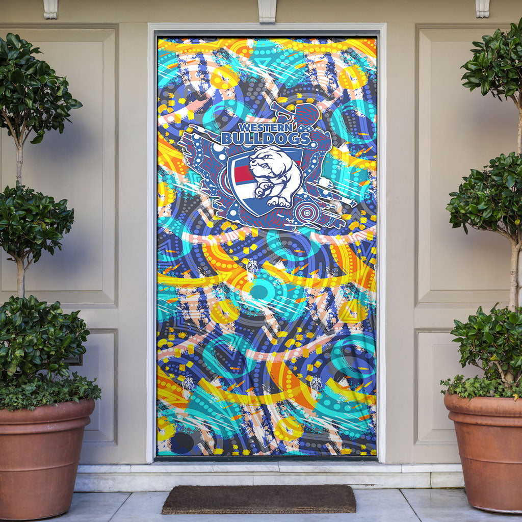 Western Bulldogs ANZAC Day Door Cover Aboriginal Dot Art Indigenous Australian Cultural