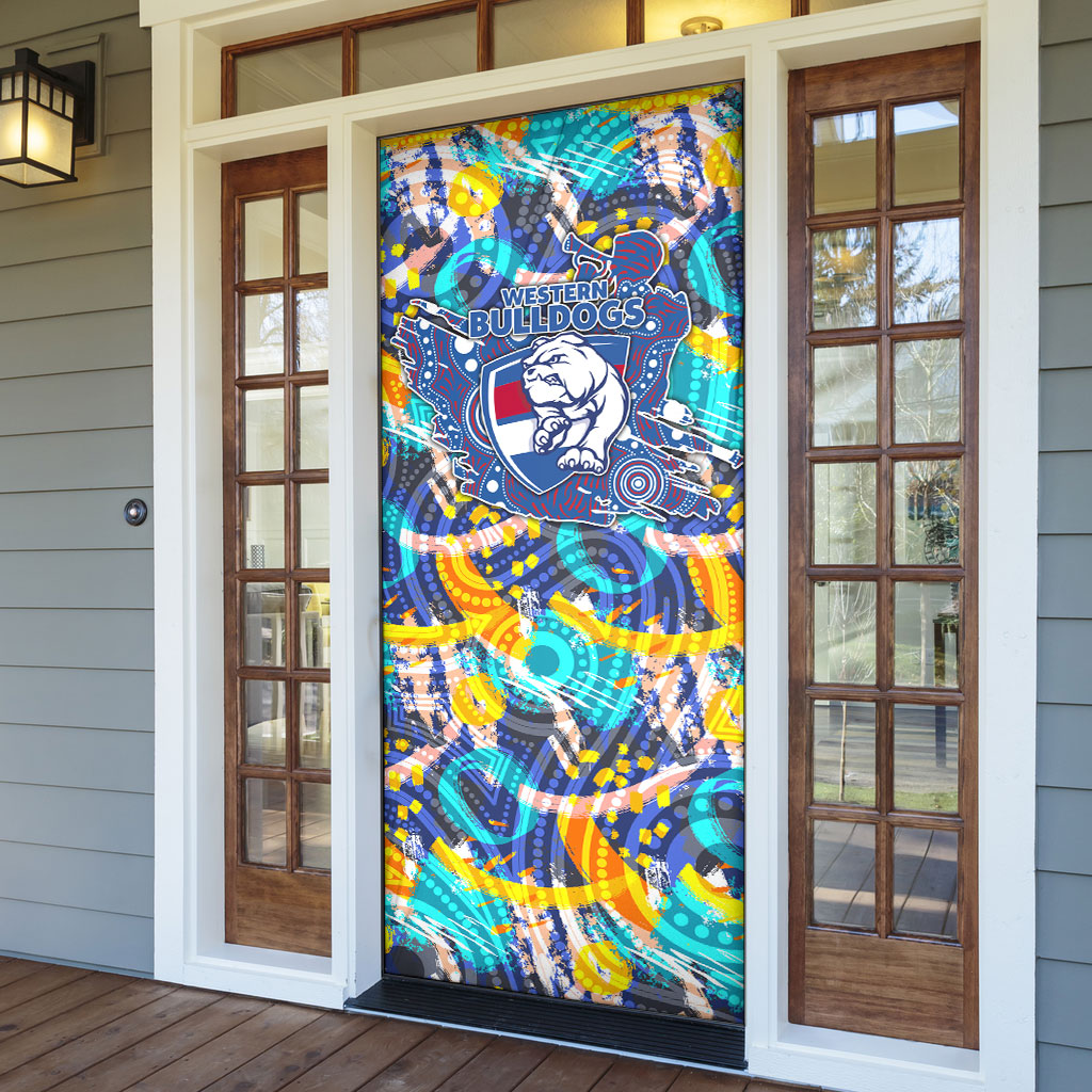 Western Bulldogs ANZAC Day Door Cover Aboriginal Dot Art Indigenous Australian Cultural